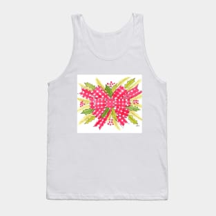 Red gingham ribbon as Christmas wreath Tank Top